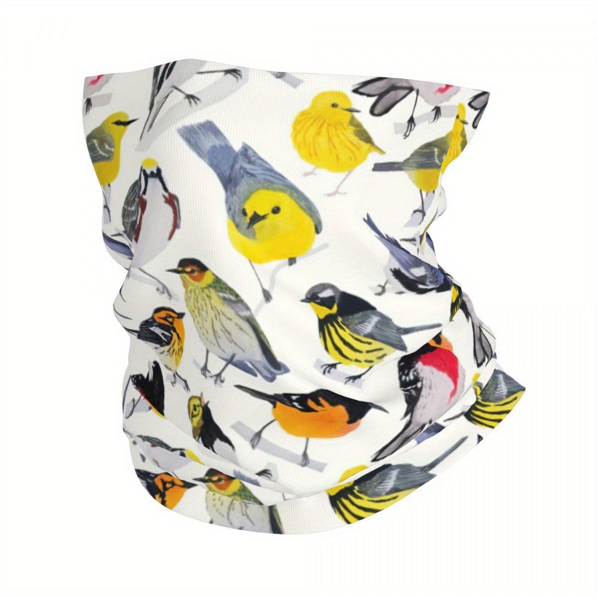 TEMU 1-style Birds Print Scarf & Mask - Multi-functional Neck, Face Cover For &, Outdoor Activities, Weather - Unisex Gift Suitable For Family Gatherings, Holiday Events, Bird Pattern