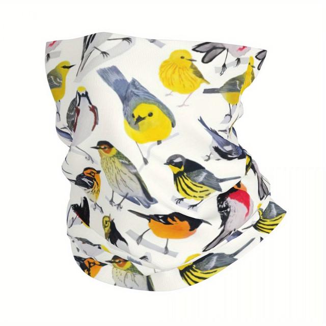TEMU 1-style Birds Print Scarf & Mask - Multi-functional Neck, Face Cover For &, Outdoor Activities, Weather - Unisex Gift Suitable For Family Gatherings, Holiday Events, Bird Pattern