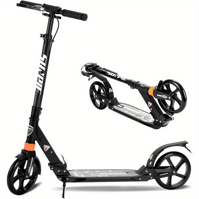 TEMU スクーター 8インチ折りたたみホイール付き、3段階調節可能なフット/ハンドブレーキ 大人用 - 誕生日ギフト、修理保証付き、無料メンテナンス対応、ポータブル輸送、スリムデザイン、高品質構造