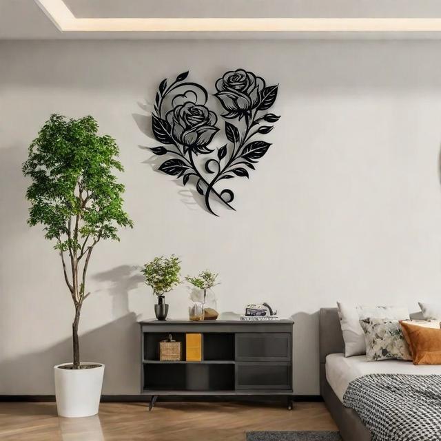 TEMU de Pared Elegante en Hierro - Decoración Metálica Moderna para Sala y Dormitorio, Colgante de Flores a