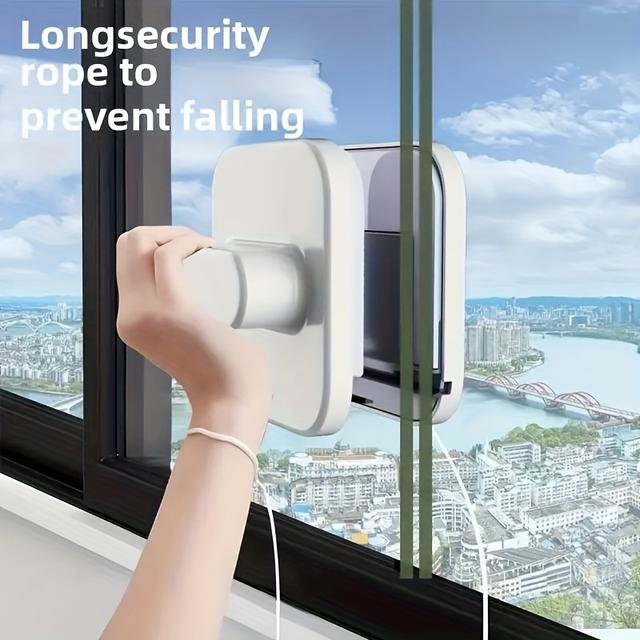 TEMU Kit de Limpieza de Ventanas - Diseño de , Adecuado para Vidrio de 3 a 10 mm, Seguro Antiatrapamiento + Cuerda de Seguridad de 5 Pies - Apartamentos/Autos de