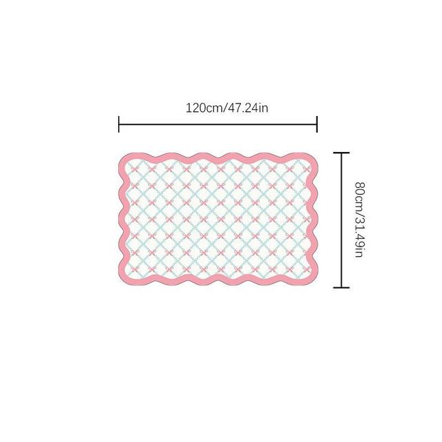 TEMU 1pc 부드러운 털이 높은 폴리에스터 러그, 미끄럼 방지 리본 매듭 그리드 패턴, 기계 세척 가능, 불규칙한 모양, 크리스마스, 할로윈, 부활절에 적합한 축제, 거실, 침실, 실내 사용에 이상적