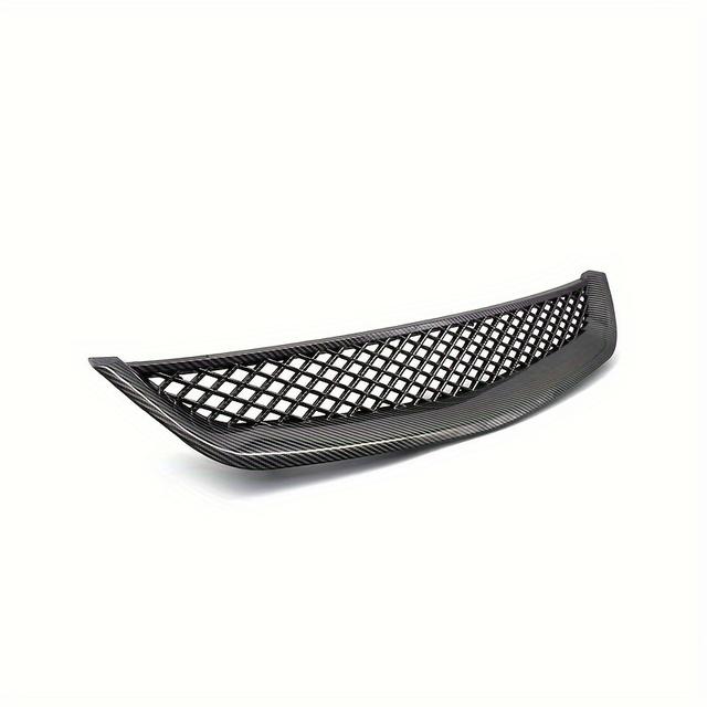 TEMU 2001-2003 For Civic Front Grille Air Intake - Black Plastic, Polished Finish, Stylish Mesh Design, Car Accessory Upgrade, Airflow Enhancement | Stylish Mesh Grille | Durable Plastic