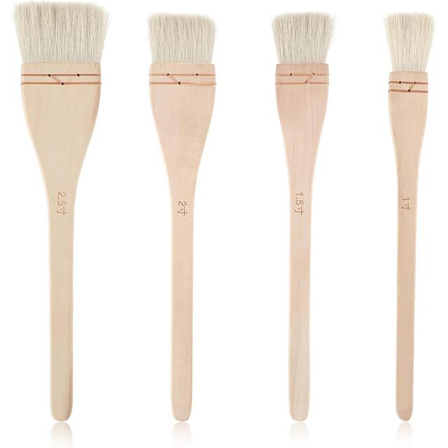 TEMU 4pcs Creative Mark Hake Paintbrush Set Professional Soft Hair -tied Brushes For Wash, Background Work, Watercolor And Ceramic Pottery