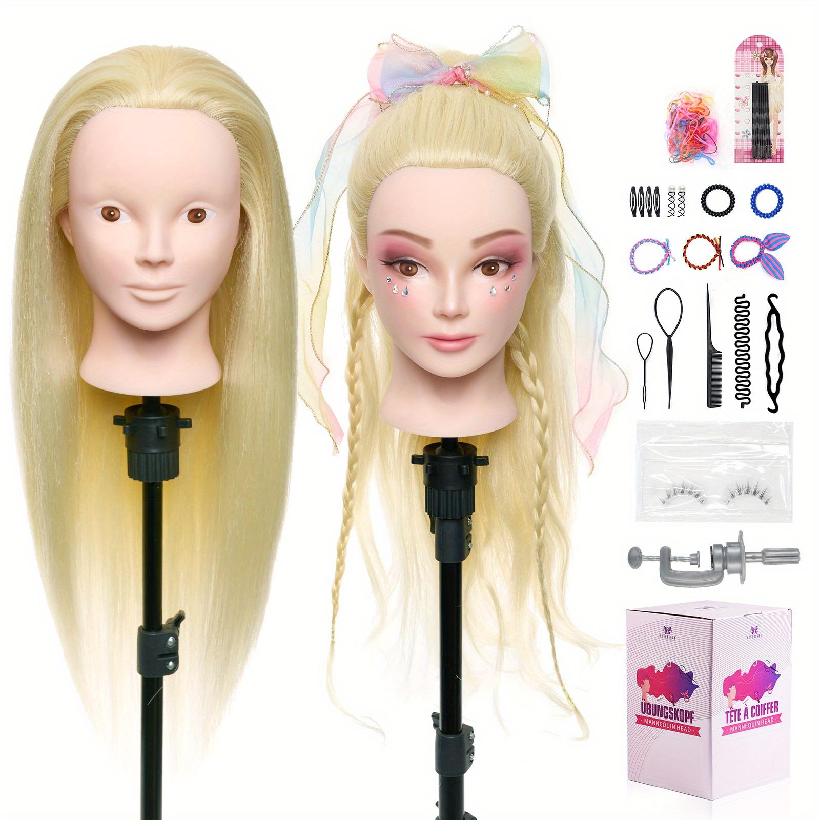 TEMU Neverland Beauty & Inch Training Head Hairdressing Cosmetology Make-up Practice Mannequin Doll Head + Braid Sets + Table Clamp