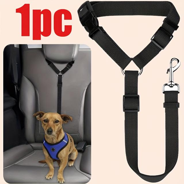 TEMU Pet Dog Car Safety Harness Seat Belt, Travel Restraint Leash For Car Rides, Adjustable Length Car Headrest Restraint Strap