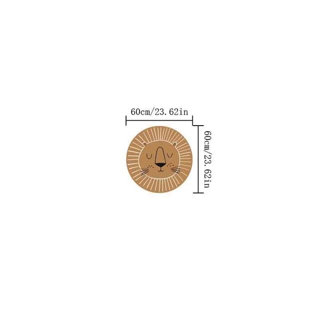 TEMU พรมกลมลายสิงโตราชาการ์ตูนพลัช - ผ้าแคชเมียร์เทียมนุ่ม, หนา 10 มม., ฐานกันลื่น, ซักเครื่องได้ - ตกแต่งนุ่มสบายสำหรับห้องนอน & ห้องนั่งเล่น, พรมสำหรับห้องนอน