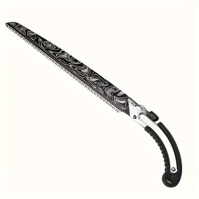 TEMU Damascus Pattern, Saw With Built-in Protective Cover - For Wood Cutting, Outdoor , Rust-proof Hand Saw, All-purpose Tool Set