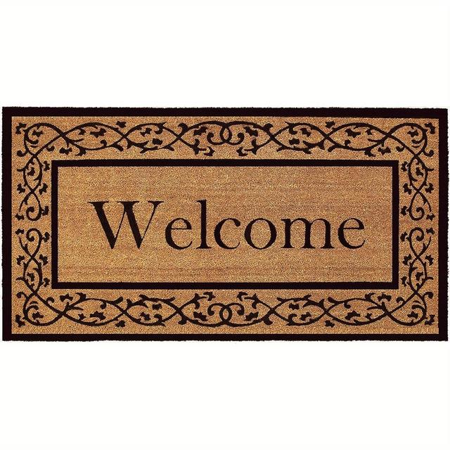 TEMU Heavy-duty Extra-large 24x16 Inch Non-slip Rubber Back Doormat - With Decorative Border, Durable Indoor/outdoor Mat For Areas, Easy To Clean Entryway Decor