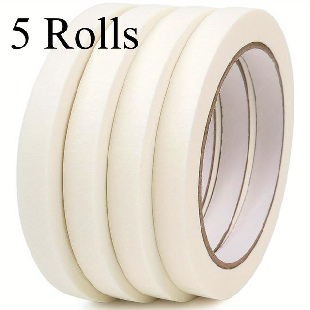 TEMU 5 Rollen Witte Kunstenaars Tape - 20m/rol, Ideaal voor Aquarelpapier, Canvas, Curven, Inlijsten, Schilderen, Aquarel, Console Kunst Schaduwtape - 0.40 inch Brede Zuurvrije Tekentape