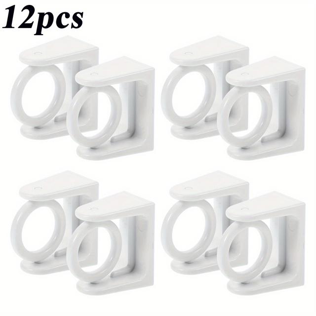TEMU 12pcs Curtain Rod Bracket Rod Support Hanger Wardrobe Rod Holder Nail Curtain Rod Hooks Tension Rod Holders Curtain Rod Hangers Curtain Rod Hooks For Kitchen Towel Rod Hooks