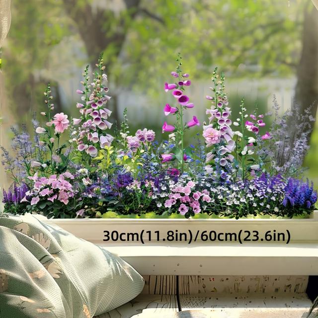 TEMU 1pc Of Colorful Window Cling, Double-sided Transparent Glass Sticker - Vibrant Garden Pattern Decoration, Easy To Stick And Tear