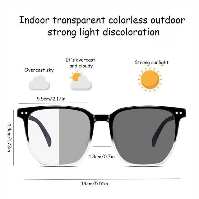 TEMU 1pc Photochromic Fashion Glasses-retro Oval And Square Design, Unisex , Stylish , Suitable For Daily Wear, Perfect Birthday Gift