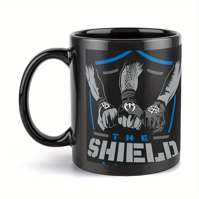 TEMU كوب المصارعة 1 قطعة سعة 11 أونصة - أسود مع لمسات زرقاء، تصميم قلب عاطفي، مثالي للمشجعين، الحفلات، الكريسماس، أعياد الميلاد وديكور المنزل