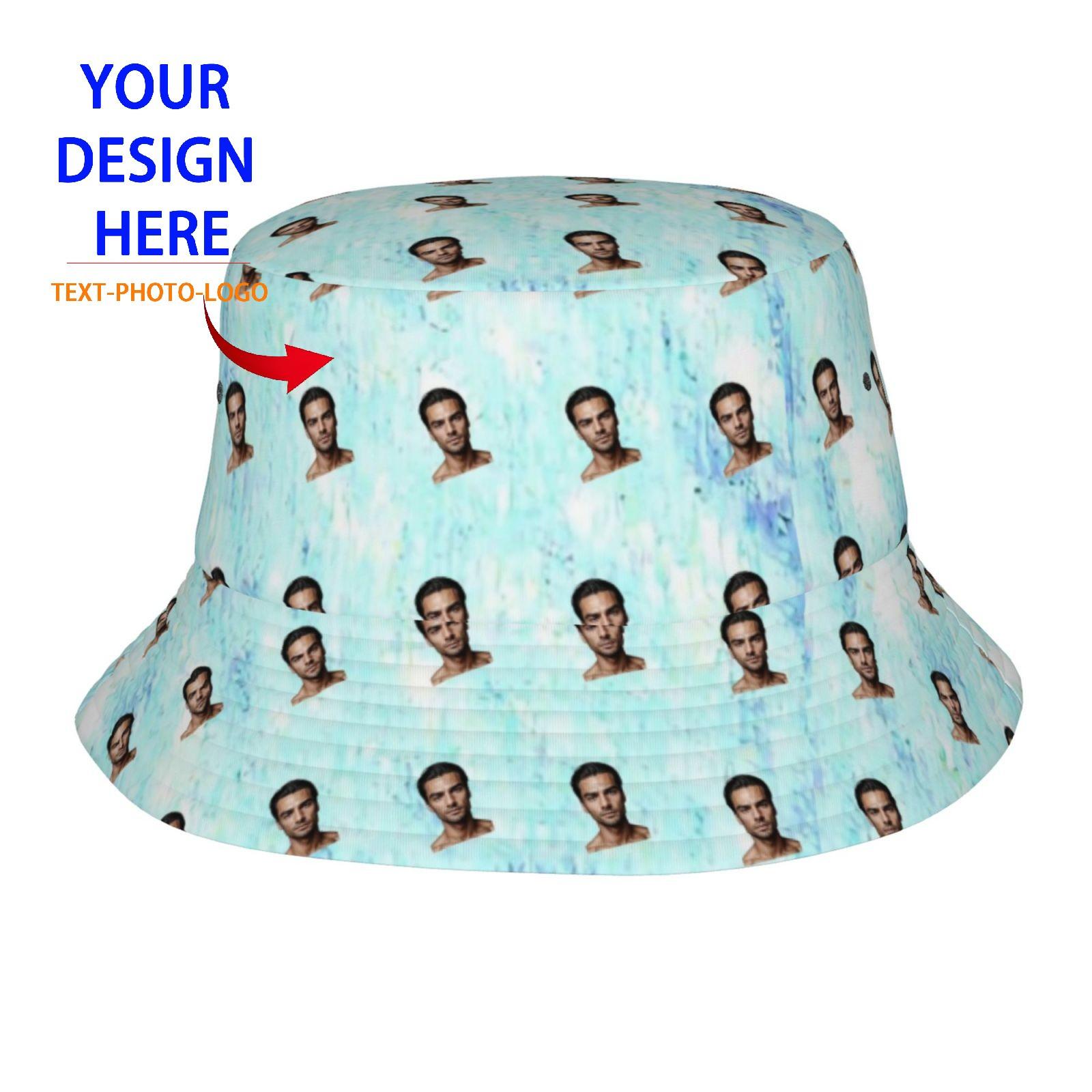 TEMU Chapeau de pêche personnalisable avec photo pour tous - Fabriqué en polyester tissé avec visage personnalisé, parfait pour le street style et les occasions festives les fêtes et de Noël