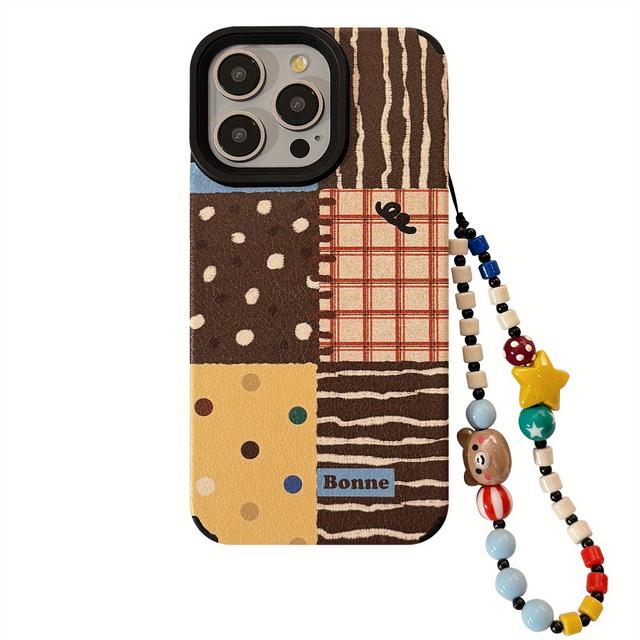 TEMU Vintage Ins Polka Dot Colorful With Hanging Chain Mobile Phone Case Suitable For 16/15/14/13/12/11 Series