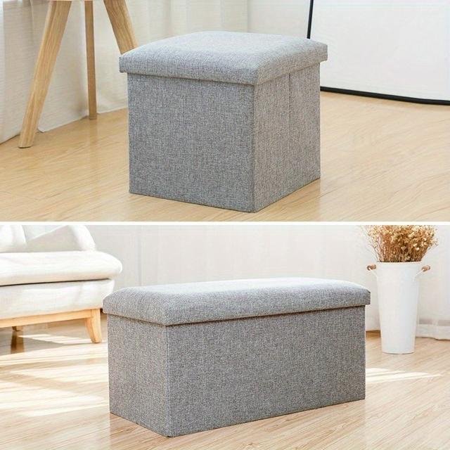 TEMU 1枚 リネン生地 折りたたみ収納ベンチ＆チェア - ソフトパッド付き 広々とした座面、省スペース多用途 クデザイン 寝室・バスルーム・キッチン用 なレーション 柔らかいクッション付き ベッドルーム収納ベンチ 家具 耐久性抜群 アパート住民向け