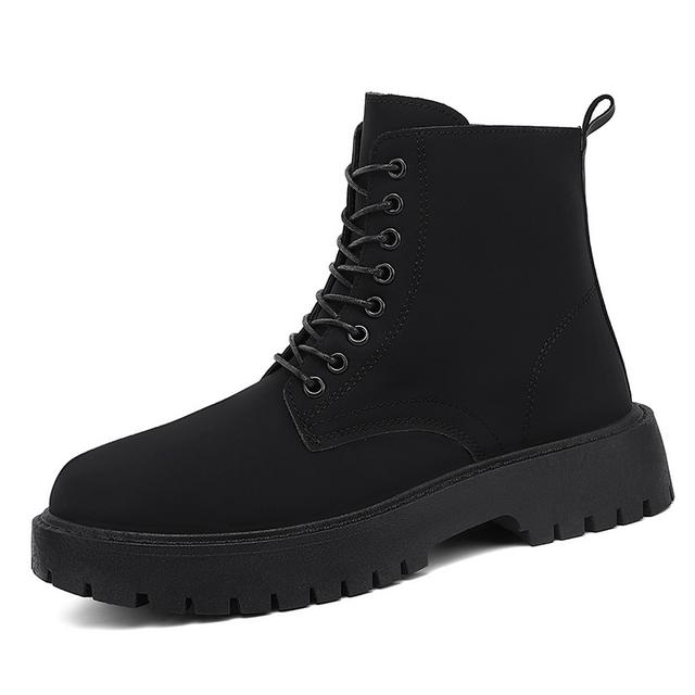 TEMU メンズ ヘビーデューティ 高品質 防風 スノーブーツ - PUアッパー＆ラバーソール 冬用、厚底ト、レースアップ ハ アンクル アイス、雪、雨用 - ブラック アウトドア、カジュアル (新作)