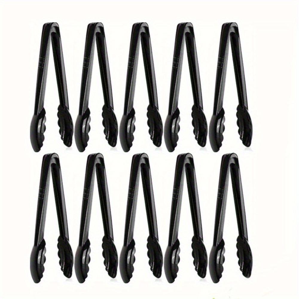 TEMU Faridabio 10 Pack Black Plastic Food Tongs - Reusable Hard Plastic Tools - Food Grade, Durable And Versatilefood Tongs - Ideal For Kitchens, Parties, Buffets, Hors D'oeuvres, Bbq's, And Banquets