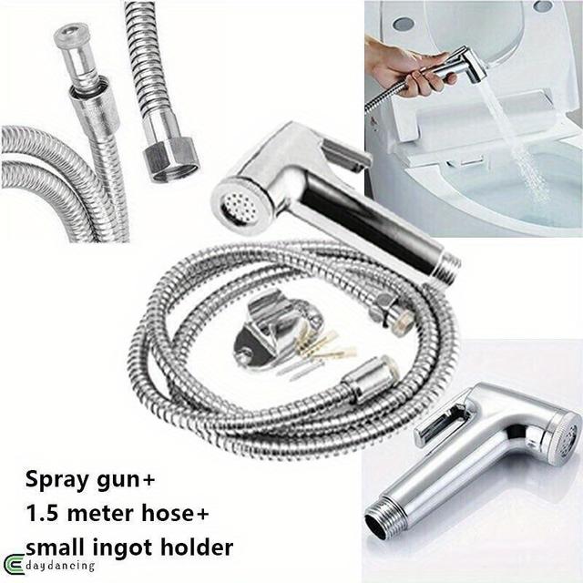 TEMU Uk Chrome Shower Head Hose Bidet Douche Spray Tap Toilet Hygienic