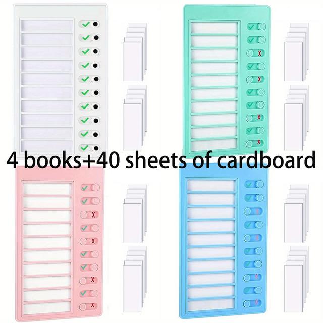 TEMU 4 Plastic Task Boards, Accompanied By 40 Blank Cards - Detachable Daily Planners And Self-management Checkboards.