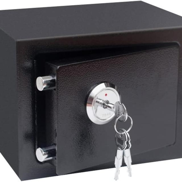 TEMU Compact , Wall-mounted Safe With A Locking Mechanism, Fire-resistant Storage Unit, Metal Cash Container, Small Safe For Identification Cards, Important Papers, And Jewelry, Measuring 17 X 17 Cm