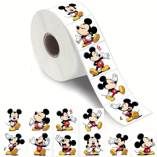 TEMU 500 autocolantes selados do Mouse da Disney | redondos autoadesivos brilhantes para decoração de escritório, fecho de envelopes, decorações de festa, material de escritório