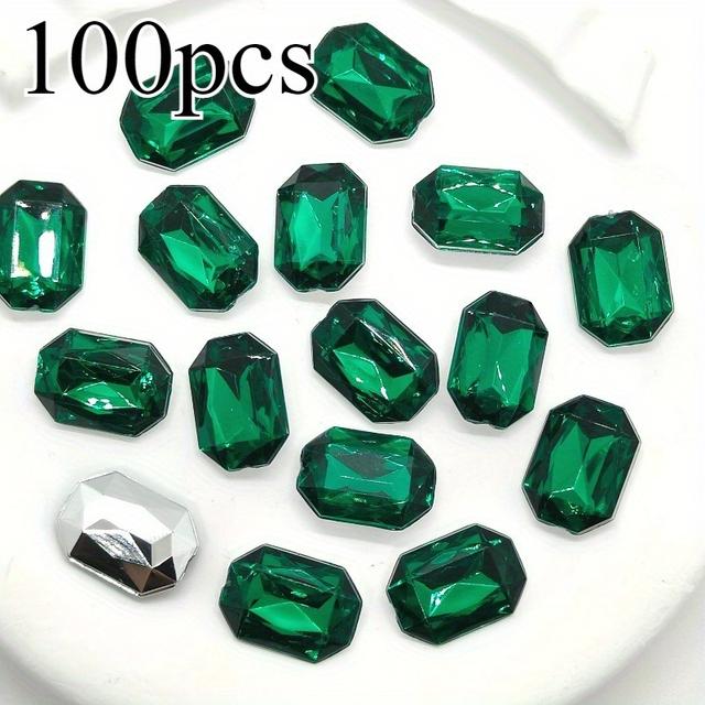 TEMU 100pcs Of Rectangular Colored Acrylic Rhinestone Decorations Measuring 0.39 Inches X 0.55 Inches, Used For Diy Nail Art, Clothing, Footwear And Jewelry Making, Wedding Dress Making Crafts