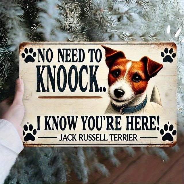 TEMU 2d Flat, 2d Flat 1pc Terrier Vintage Aluminum Sign To Knock Humorous Wall Decor For Bars Cafes Beach Backyard Farmhouses 20.32x30.48cm Aluminum Material Room Decor, 2d Flat
