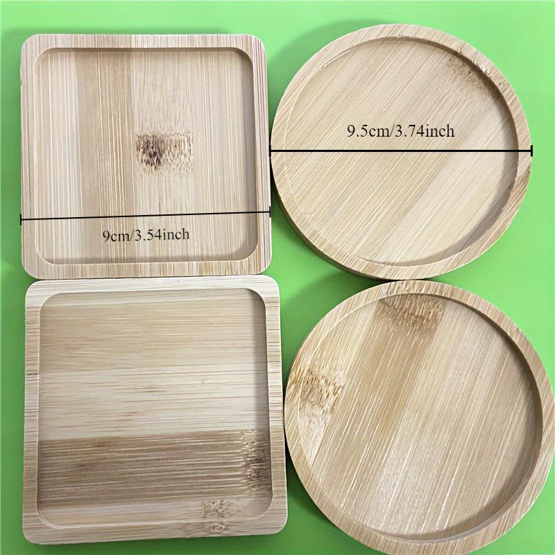 TEMU 4pcs Bamboo Mosaic Coaster Set- Craft Kits With Grooved Bamboo Blank Tiles For Handmade Decor