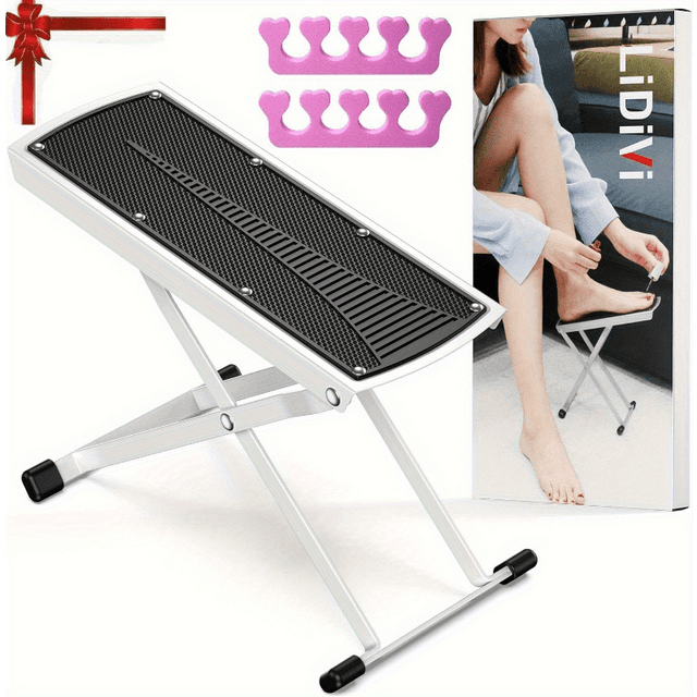 TEMU Adjustable Foot Rest | Stainless Steel Pedicure Foot Stand With Non-slip, Toe Separator - Easy At Home, Bending Or Stretching, Beauty Pedicure Kit (black)