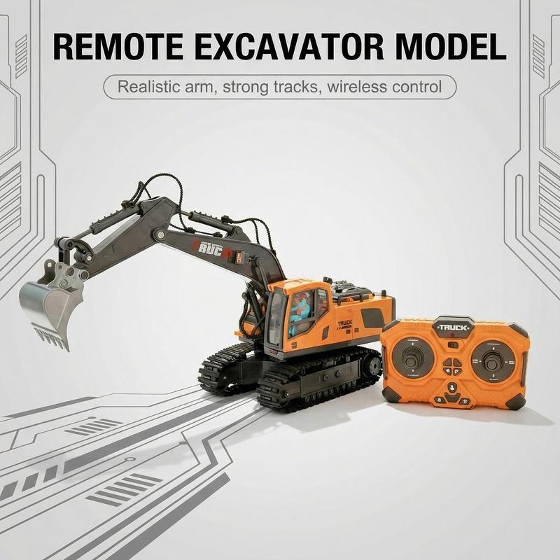 TEMU 1:20 Rc Excavator: 12-channel Multifunctional Metal Digger With Extendable Arm - Durable Construction Vehicle For Indoor & Outdoor Terrain