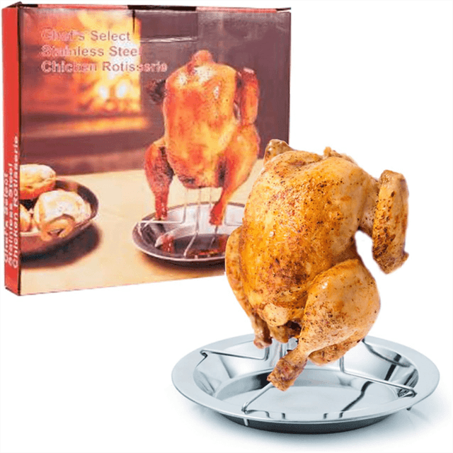 TEMU 1pc Multifunctional Stainless Steel Chicken Roasting Rack, Foldable With Drip Tray, Suitable For Barbecuing, Smoking, And Oven Use - An For Picnics And Cooking - Easy To Store Kitchen Accessory