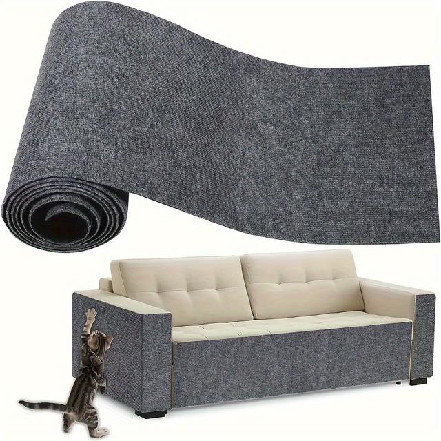 TEMU 1pc Durable Sofa Cat Scratch Protector, Self-adhesive, Multi-functional, Anti-allergy, Polyester Material, Gray, For Cat, To Protect Furniture From Claw Damage