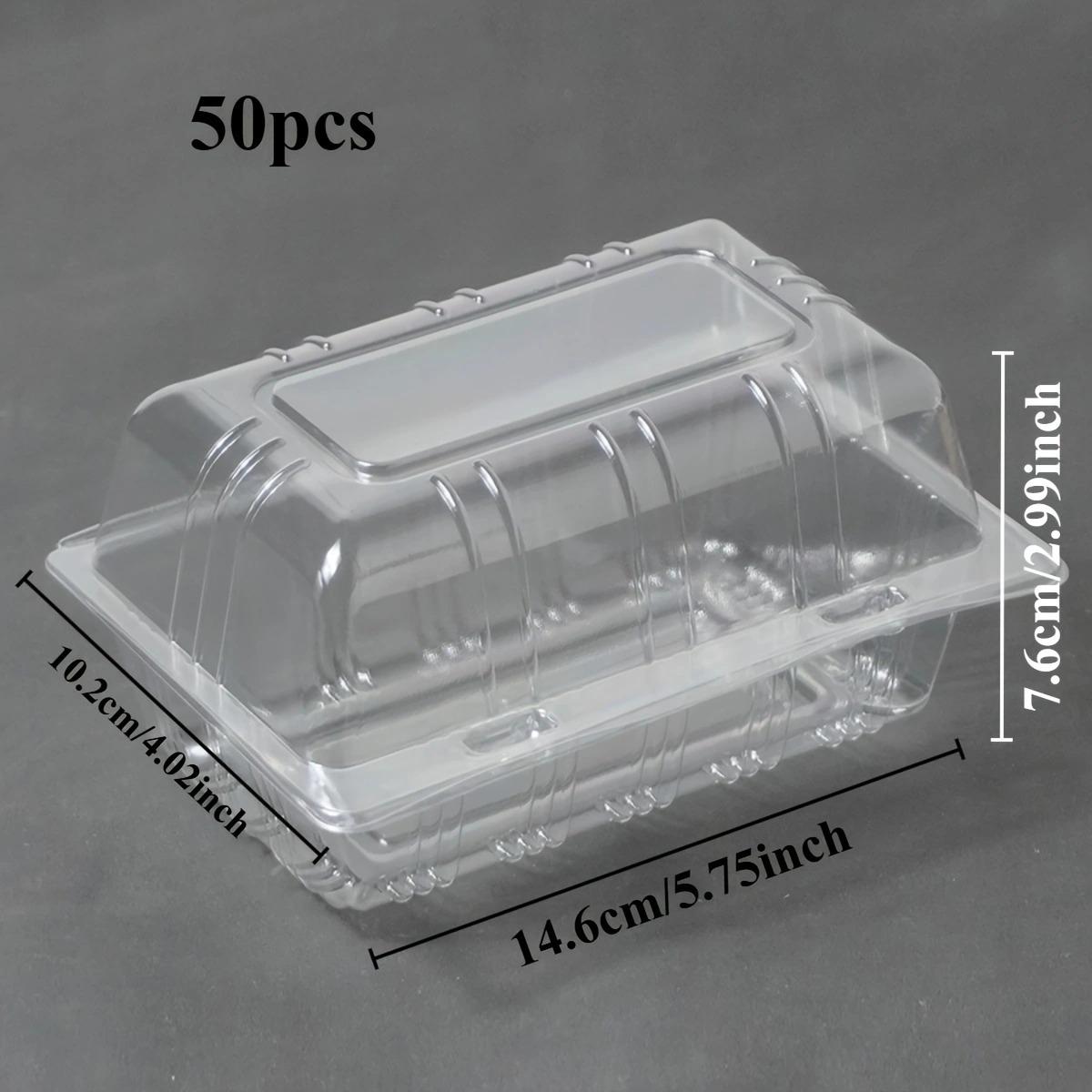 TEMU Pack Of 50, Plastic Containers, Ideal For Cakes, Pastries, , And Salads, Rectangular Boxes For Roll Packaging, Perfect For Party Needs