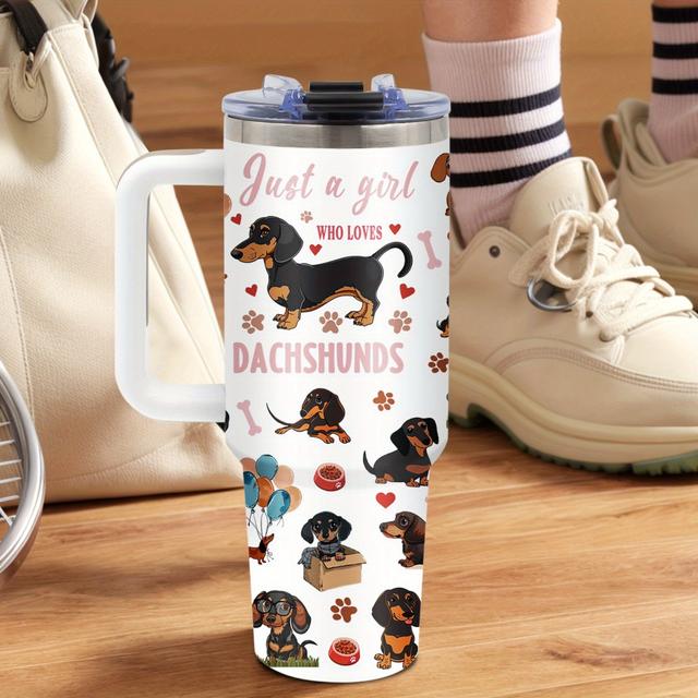 TEMU Gifts For Women - 40 Oz Best Dachshund Mom Tumbler, Funny Gift, Birthday Friend/ Sister/ Wife/ Friend, Easter, Sports Cup, For Outdoor Sports
