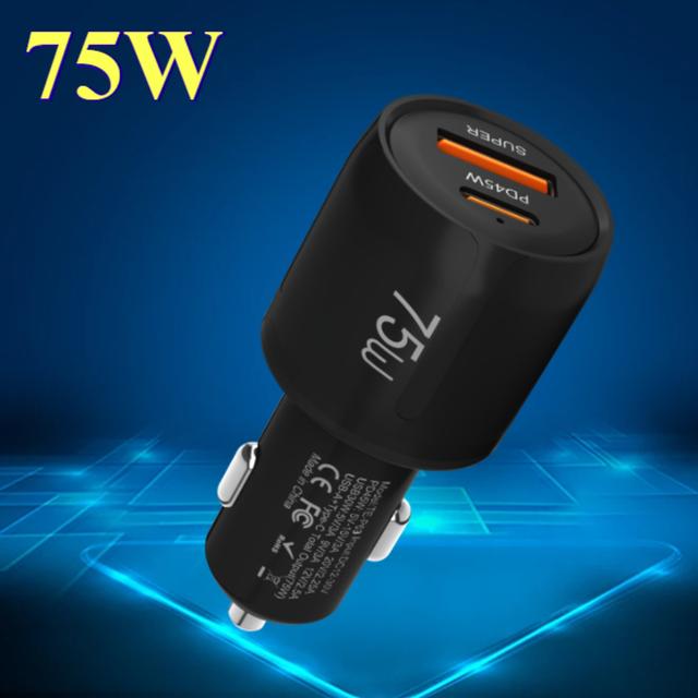 TEMU 75W Auto-Ladeadapter, USB C Auto-Lader QC 30W&PD45W Dual-Port Schnellladung für iPhone 16 15 14 11 Pro Max, für Samsung S23 Ultra/S22/Z Fold4 Flip 4/S21/Note20/Pixel/L