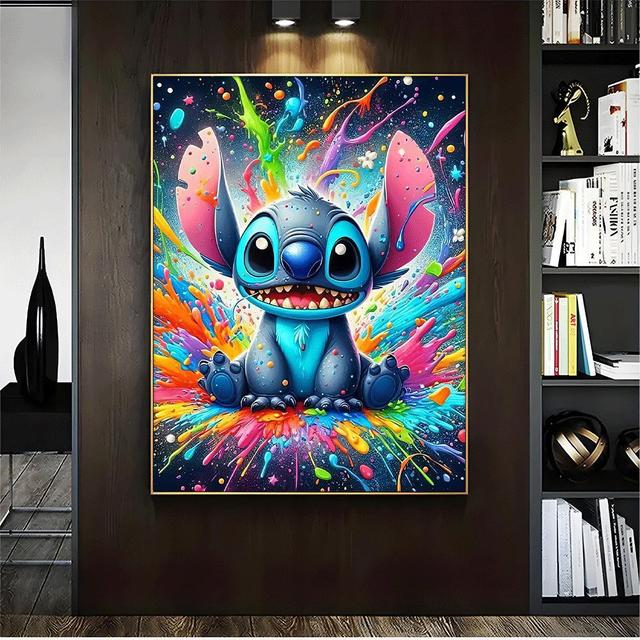 TEMU Stitch Oinramad Kanvastavla – Väggdekoration för vardagsrum, sovrum och kontor – present till Valentinsdag, påsk och ramadan FBH0103H, Heminredning