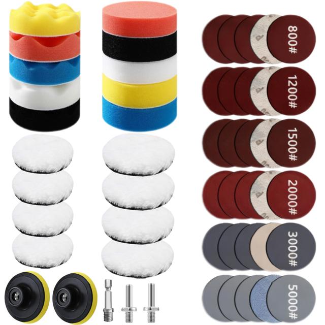 TEMU 75mm Polishing Sponge Pad, 53/83pcs Polishing Kit For Car, Screwdriver Polishing Additions For Polishing Machine, Grinding, Waxing