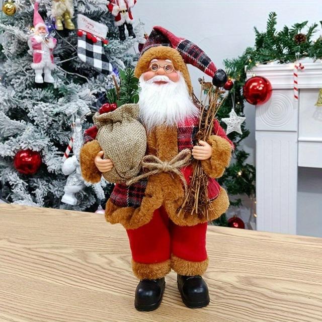 TEMU Christmas Decoration Featuring A Standing Santa Claus Doll With A Sack Of Gifts