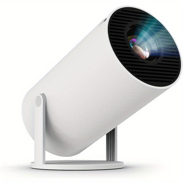 TEMU 4k Mini Projector With 200ansi , Wifi 6, Wireless 5.0, Auto Keystone Correction, 180° Rotatable, Built-in For Android 11, Ideal For Home, Outdoor, And Holiday Parties, Portable, Round Design