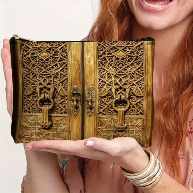 TEMU 1 قطعة حقيبة نقود وحقيبة مستحضرات تجميل بسحاب - حقيبة واسعة، هدية أنيقة، تخزين مدمج (16.5x22.5/6.5x8.9 بوصة)