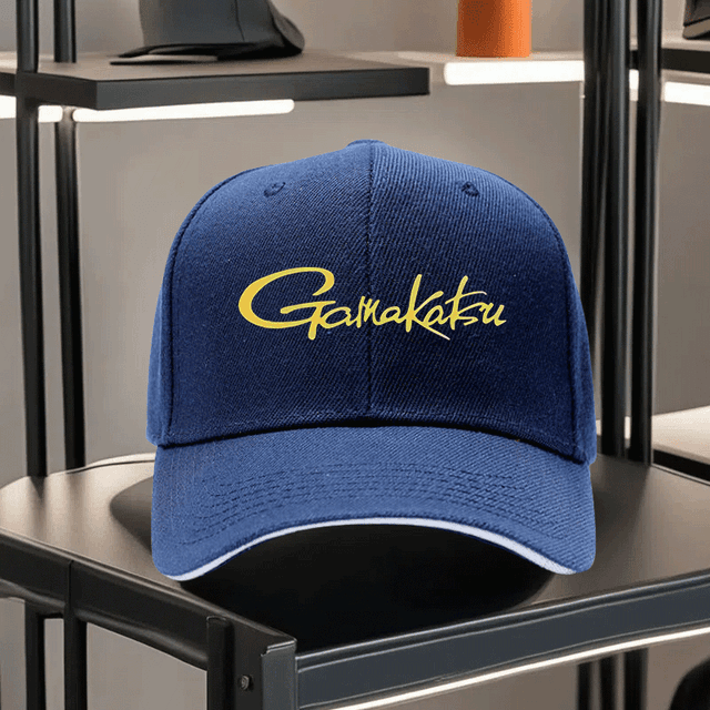 TEMU 1개 또는 2개 선물 옵션 가마카츠 로고 캡 - 레트로 스트럭처드 핏 유니섹스 아웃도어 모자, 노란색 & 파란색 로고 디자인의 가벼운 폴리에스터, 낚시, 스포츠 및 임시직업용 사계절 캐주얼 (로고 캡)