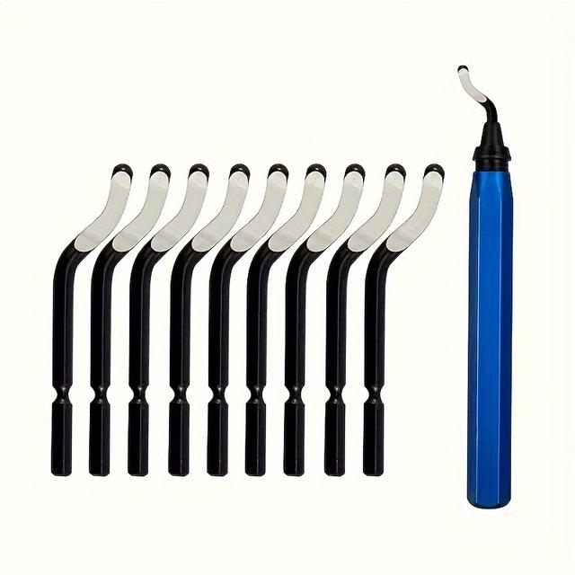 TEMU 11pcs Deburring Tool Set With 360° Rotatable Steel Handle- Ideal For Metal, Resin, Plastic, Copper& Wood, Deburring Tool For Metal