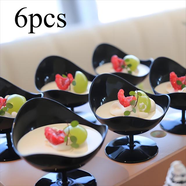 TEMU 6pcs, 12pcs, Black Dessert Cups, Creative Shaped Cake Cups, Dessert Table Dessert Cups, Ice Cream Cups, Fruit Cups, Suitable For Dessert Tables, Weddings, Birthdays, Parties, Festivals