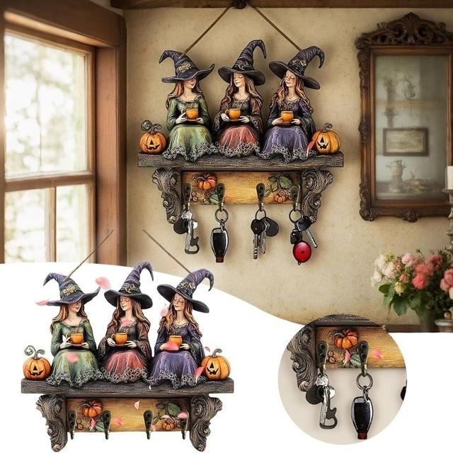 TEMU Halloween Key Holder Wooden Pumpkin Wall Decor, Coat Rack With 4 Hooks, Bohemian Key Hanger For Entryway Kitchen Storage Organizer Thanksgiving Halloween Decorations