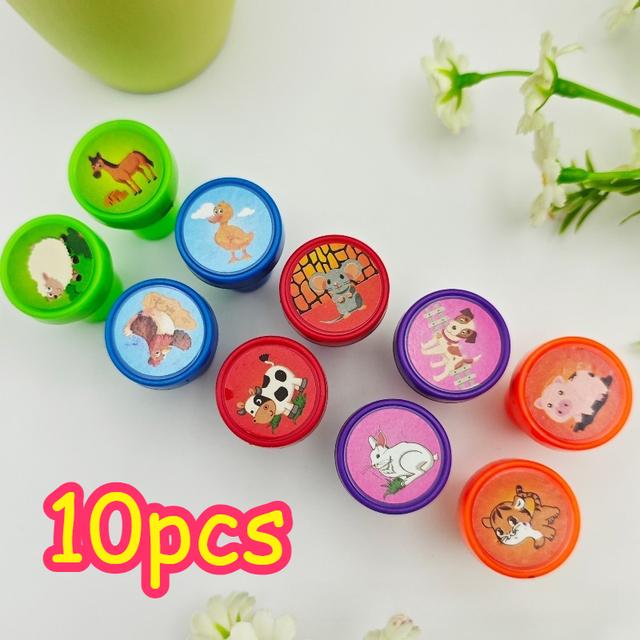 TEMU Set Of 10 Animal-themed Stamps, Including Hand Stamps For Farm And Jungle Animals, Perfect For Fun Projects, Gift Wrapping For Educators And Celebrations