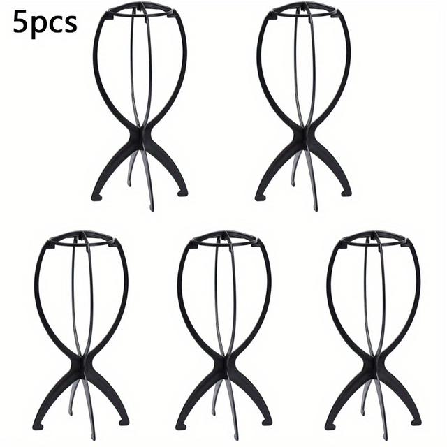 TEMU 5pcs Foldable Wig Stands, Portable Hair Styling Display Rack Suitable For Hair Salons And Home Storage, Durable Wig Stands For Displaying Accessories