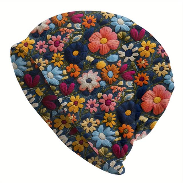 TEMU Knit For Men, Fashionable Polyester Skull , Novelty Hat Embroidered