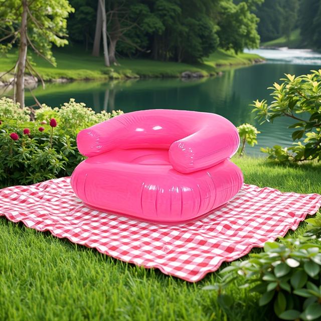 TEMU Portable Outdoor Air Mattress, Durable Pvc Transparent Sofa, Garden Nap Reading Lounge Chair, Suitable For Indoor And Outdoor Settings, Essential Outdoor Gear For All . In /peach Pink.